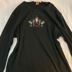 Rhinestone Black Long Sleeve Tee